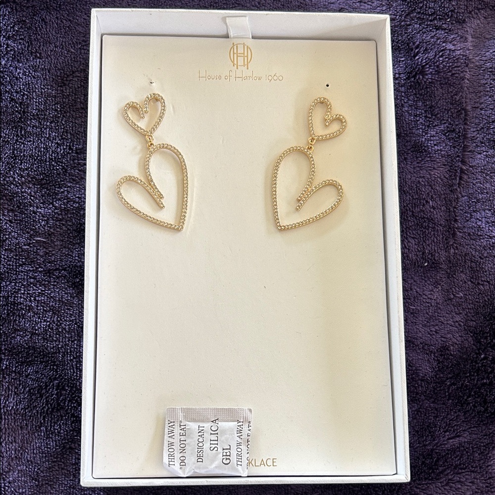 House of Harlow 1960 Gold Heart Drop Earrings - Picture 4 of 4